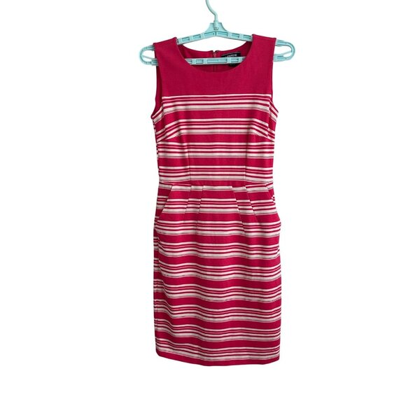 Lands End Womens Sleeveless Pink Striped Sheath Dress Size 2P Preppy Old Money - Picture 2 of 8